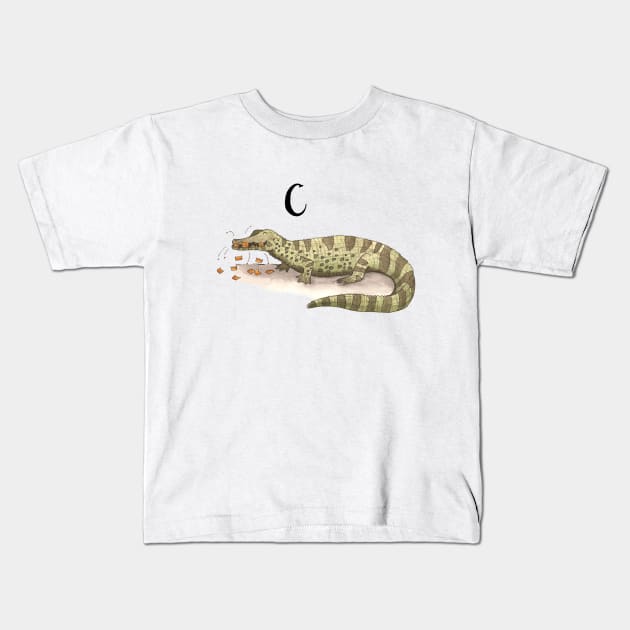 C is for Caiman Kids T-Shirt by thewatercolorwood